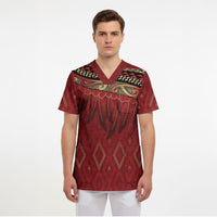 Aotearoa Maori Waikato Tainui Iwi Scrub Top Korowai Tukutuku Kaokao Motifs