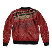 Aotearoa Maori Waikato Tainui Iwi Sleeve Zip Bomber Jacket Korowai Tukutuku Kaokao Motifs