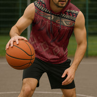 Aotearoa Maori Waikato Tainui Iwi Sleeveless Hoodie Korowai Tukutuku Kaokao Motifs
