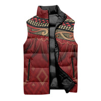 Aotearoa Maori Waikato Tainui Iwi Sleeveless Puffer Jacket Korowai Tukutuku Kaokao Motifs