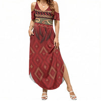 Aotearoa Maori Waikato Tainui Iwi Summer Maxi Dress Korowai Tukutuku Kaokao Motifs