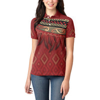 Aotearoa Maori Waikato Tainui Iwi Women Polo Shirt Korowai Tukutuku Kaokao Motifs