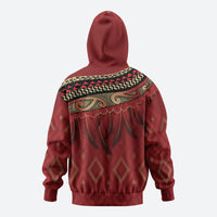 Aotearoa Maori Waikato Tainui Iwi Zip Hoodie Korowai Tukutuku Kaokao Motifs