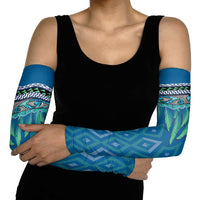 Aotearoa Maori Ngati Kahungunu Iwi Paua Blue Arm Sleeves Korowai Tukutuku Kaokao Motifs