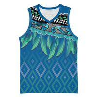 Aotearoa Maori Ngati Kahungunu Iwi Paua Blue Basketball Jersey Korowai Tukutuku Kaokao Motifs