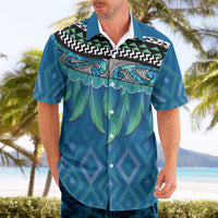 Aotearoa Maori Ngati Kahungunu Iwi Paua Blue Hawaiian Shirt Korowai Tukutuku Kaokao Motifs