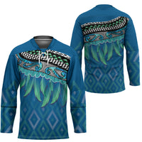 Aotearoa Maori Ngati Kahungunu Iwi Paua Blue Hockey Jersey Korowai Tukutuku Kaokao Motifs
