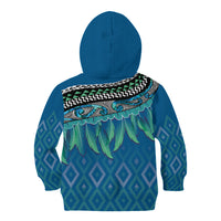 Aotearoa Maori Ngati Kahungunu Iwi Paua Blue Kid Hoodie Korowai Tukutuku Kaokao Motifs