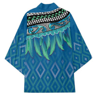 Aotearoa Maori Ngati Kahungunu Iwi Paua Blue Kimono Korowai Tukutuku Kaokao Motifs