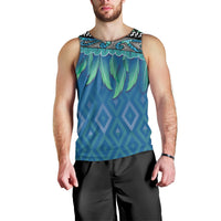 Aotearoa Maori Ngati Kahungunu Iwi Paua Blue Men Tank Top Korowai Tukutuku Kaokao Motifs