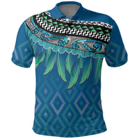 Aotearoa Maori Ngati Kahungunu Iwi Paua Blue Polo Shirt Korowai Tukutuku Kaokao Motifs