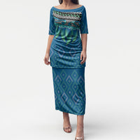 Aotearoa Maori Ngati Kahungunu Iwi Paua Blue Puletasi Korowai Tukutuku Kaokao Motifs