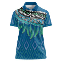 Aotearoa Maori Ngati Kahungunu Iwi Paua Blue Women Polo Shirt Korowai Tukutuku Kaokao Motifs