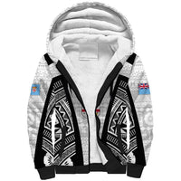 Personalised Fiji Rugby Sherpa Hoodie 2023 World Cup History Makers - White Ver LT7 Unisex White - Polynesian Pride