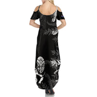 Personalised New Zealand Rugby Summer Maxi Dress Silver Fern Basic 2023 World Cup LT7 - Polynesian Pride