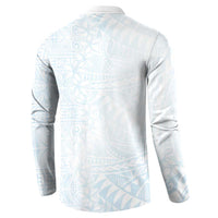 White Sunday Button Sweatshirt Plumeria Tatau Mix Tapa