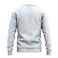 White Sunday Ugly Christmas Sweater Plumeria Tatau Mix Tapa