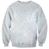 White Sunday Sweatshirt Plumeria Tatau Mix Tapa