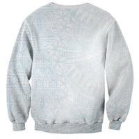 White Sunday Sweatshirt Plumeria Tatau Mix Tapa