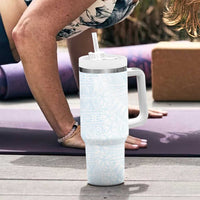 White Sunday Tumbler With Handle Plumeria Tatau Mix Tapa