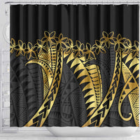 Polynesia Shower Curtain Black & Gold Fancy Plumeria