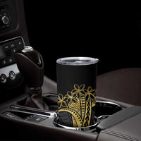 Polynesia Personalised Tumbler Cup Black & Gold Fancy Plumeria