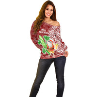 Hawaii Christmas Mele Kalikimaka Off Shoulder Sweater Santa Claus LT7 - Polynesian Pride