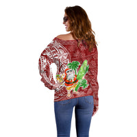 Hawaii Christmas Mele Kalikimaka Off Shoulder Sweater Santa Claus LT7 - Polynesian Pride
