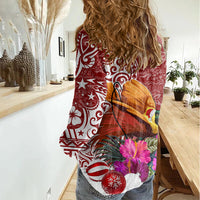 Papua New Guinea Christmas Women Casual Shirt Bird-of-Paradise Special LT7 - Polynesian Pride