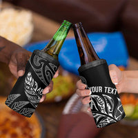 Aotearoa Personalized Lawn Bowls Maori 4 in 1 Can Cooler Tumbler New Zealand Black Tribal Silver Fern - Polynesian Pride