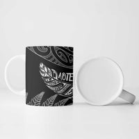 Aotearoa Personalized Lawn Bowls Maori Ceramic Mug New Zealand Black Tribal Silver Fern - Polynesian Pride