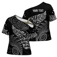 Aotearoa Personalized Lawn Bowls Maori Cross Shoulder Shirt New Zealand Black Tribal Silver Fern LT7 - Polynesian Pride