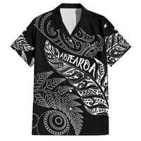 Aotearoa Personalized Lawn Bowls Maori Family Matching Mermaid Dress and Hawaiian Shirt New Zealand Black Tribal Silver Fern LT7 Dad's Shirt - Short Sleeve Black - Polynesian Pride
