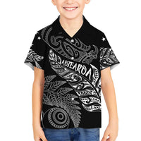 Aotearoa Personalized Lawn Bowls Maori Family Matching Mermaid Dress and Hawaiian Shirt New Zealand Black Tribal Silver Fern LT7 Son's Shirt Black - Polynesian Pride