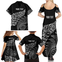 Aotearoa Personalized Lawn Bowls Maori Family Matching Summer Maxi Dress and Hawaiian Shirt New Zealand Black Tribal Silver Fern - Polynesian Pride