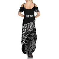 Aotearoa Personalized Lawn Bowls Maori Family Matching Summer Maxi Dress and Hawaiian Shirt New Zealand Black Tribal Silver Fern - Polynesian Pride