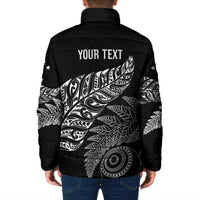 Aotearoa Personalized Lawn Bowls Maori Padded Jacket New Zealand Black Tribal Silver Fern - Polynesian Pride