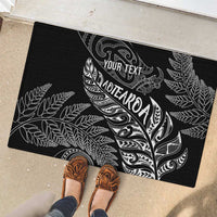 Aotearoa Personalized Lawn Bowls Maori Rubber Doormat New Zealand Black Tribal Silver Fern - Polynesian Pride