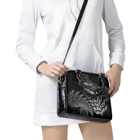 Aotearoa Personalized Lawn Bowls Maori Shoulder Handbag New Zealand Black Tribal Silver Fern LT7 - Polynesian Pride