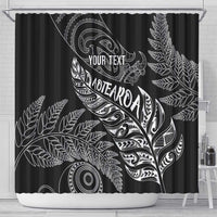 Aotearoa Personalized Lawn Bowls Maori Shower Curtain New Zealand Black Tribal Silver Fern - Polynesian Pride