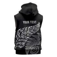 Aotearoa Personalized Lawn Bowls Maori Sleeveless Hoodie New Zealand Black Tribal Silver Fern - Polynesian Pride