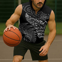 Aotearoa Personalized Lawn Bowls Maori Sleeveless Zip Hoodie New Zealand Black Tribal Silver Fern LT7