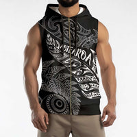 Aotearoa Personalized Lawn Bowls Maori Sleeveless Zip Hoodie New Zealand Black Tribal Silver Fern - Polynesian Pride