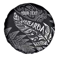 Aotearoa Personalized Lawn Bowls Maori Spare Tire Cover New Zealand Black Tribal Silver Fern - Polynesian Pride