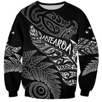 Aotearoa Personalized Lawn Bowls Maori Sweatshirt New Zealand Black Tribal Silver Fern - Polynesian Pride