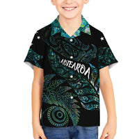 Aotearoa Personalized Lawn Bowls Maori Family Matching Long Sleeve Bodycon Dress and Hawaiian Shirt New Zealand Paua Shell Tribal Silver Fern LT7 Son's Shirt Green - Polynesian Pride