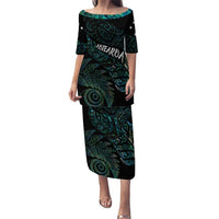 Aotearoa Personalized Lawn Bowls Maori Family Matching Puletasi and Hawaiian Shirt New Zealand Paua Shell Tribal Silver Fern LT7 Mom's Dress Green - Polynesian Pride