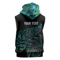 Aotearoa Personalized Lawn Bowls Maori Sleeveless Hoodie New Zealand Paua Shell Tribal Silver Fern - Polynesian Pride