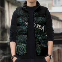 Aotearoa Personalized Lawn Bowls Maori Sleeveless Puffer Jacket New Zealand Paua Shell Tribal Silver Fern - Polynesian Pride