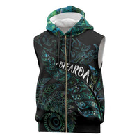 Aotearoa Personalized Lawn Bowls Maori Sleeveless Zip Hoodie New Zealand Paua Shell Tribal Silver Fern - Polynesian Pride